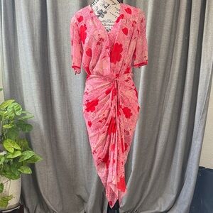 Italian Floral Pink and Red Dress